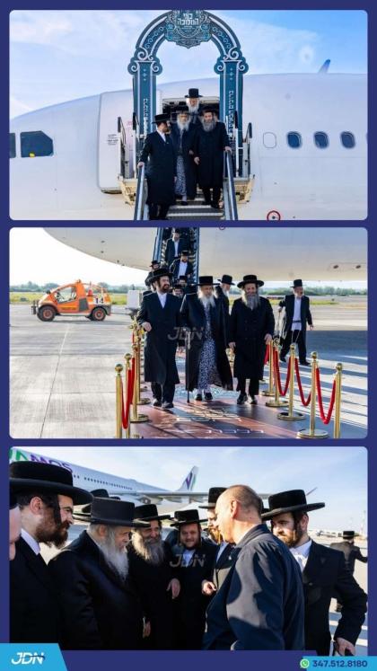 האדמו"ר מסאטמאר אראפקומענדיג פונעם פליגער אין שטאט