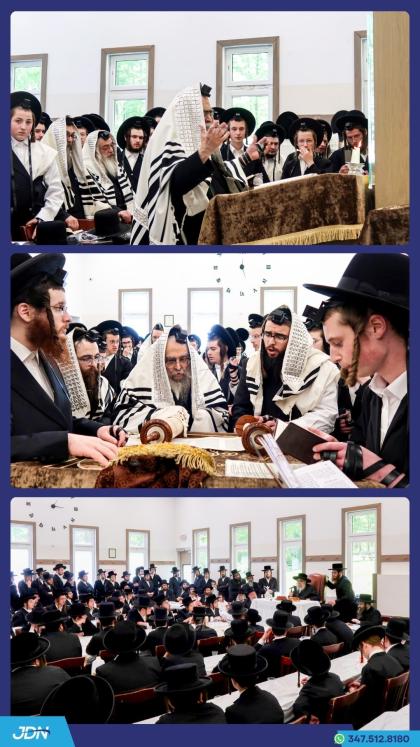 האדמו"ר מסאטמאר ביי תפילת שחרית און מסיבת לחיים לכ