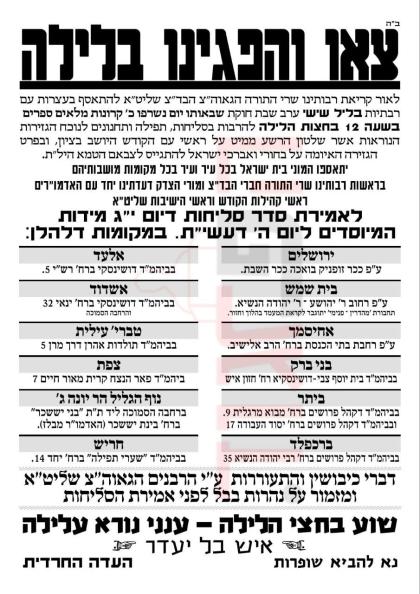 ארץ - ישראל - די עדה החרדית האט ארויסגעשטעלט 12 לא