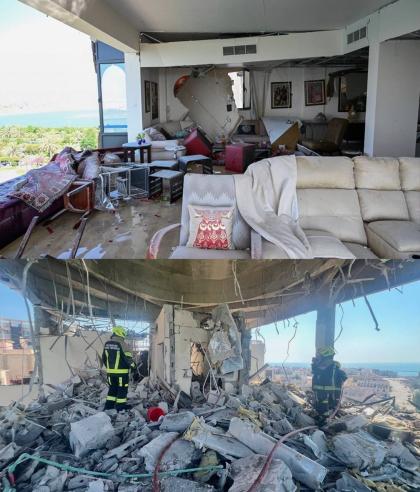 שאדנס צו א געביידע אין באכרעין נאך וואס אן איראנער