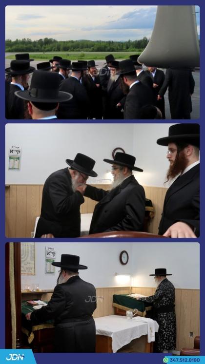 האדמו"ר מסאטמאר ביים אנקומען און תפילת מעריב אין נ