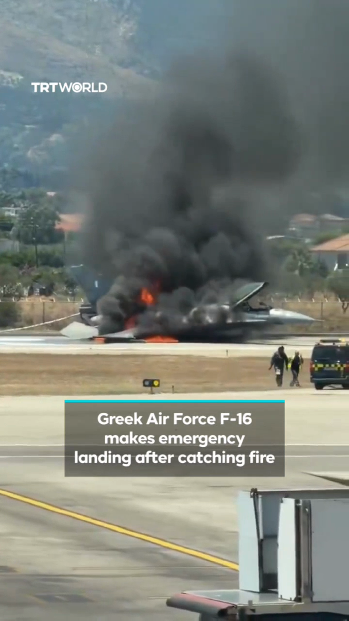 א גריכישע F-16 פייטער דזשעט האט געמאכט אן עמערדזשע