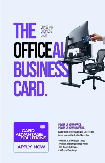 💳 *Ink Business Cash® Card*

🎁 1k Cash Back Welcom