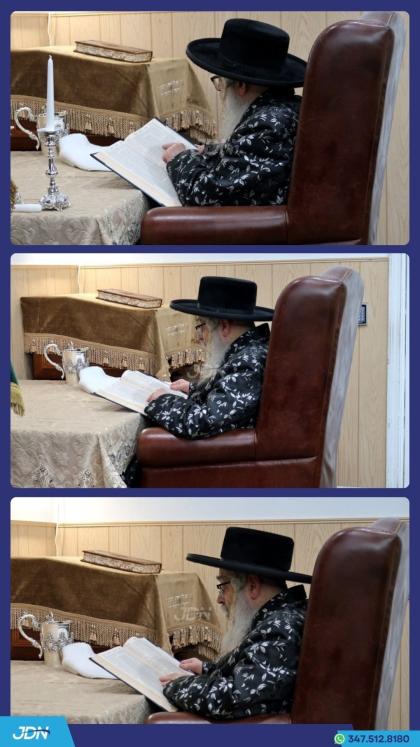 האדמו"ר מסאטמאר איז עוסק בתורה אויף אפרוה אין ניו 
