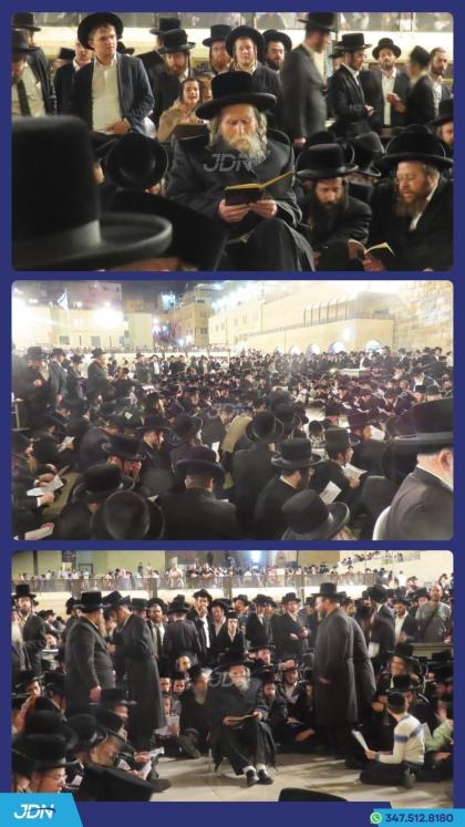 האדמו"ר מערלוי ביי תיקון חצות ביים כותל המערבי.