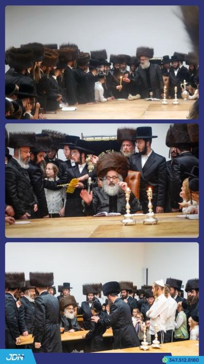 האדמו"ר מוויזניץ פון בית שמש מוצאי שבת בקרב חסידיו