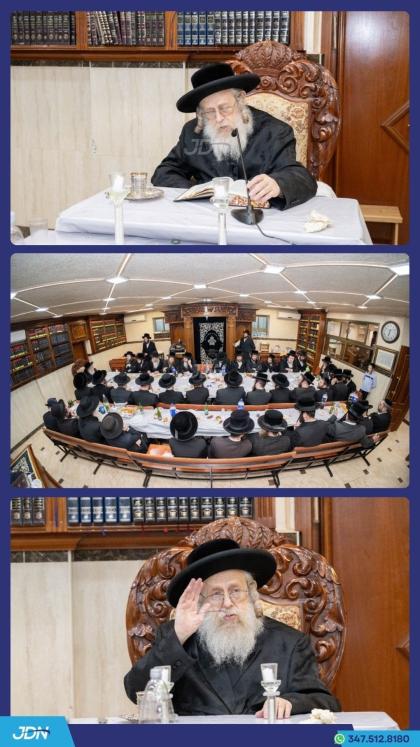 האדמו"ר מקאמארנא ביים יארצייט טיש פונעם אר"י הק' ז