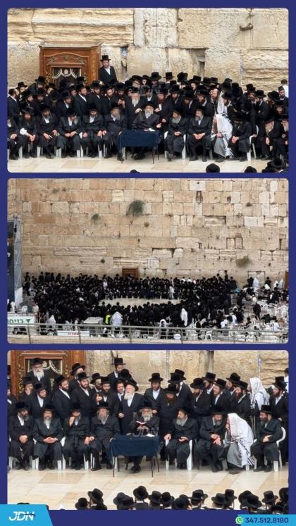 האדמו"ר מוויזניץ מאנסי איז מתפלל ביים כותל המערבי.