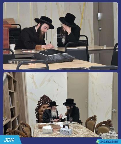 האדמו"ר מישועת יעקב סקולען באזוכט ביי דודו האדמו"ר