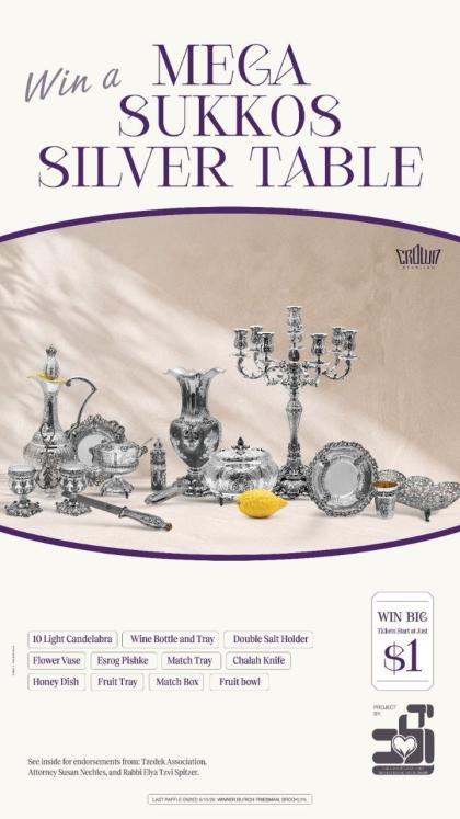 געווינט אן אויסגעצאלטע מעגא זילבערנע סוכות טיש! 

