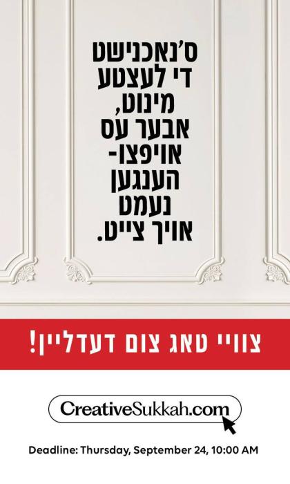 *48 שעה צום דעדליין!*

איר קענט נאך האבען די יאר א
