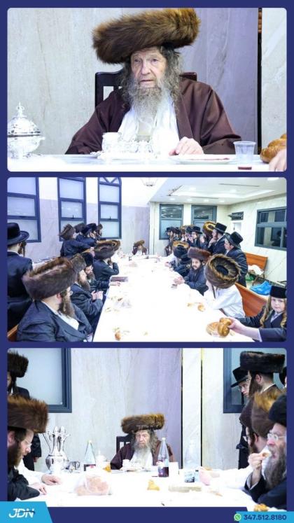האדמו"ר מלעלוב ניקלשבורג ביים טיש מוצאי יום הקדוש.