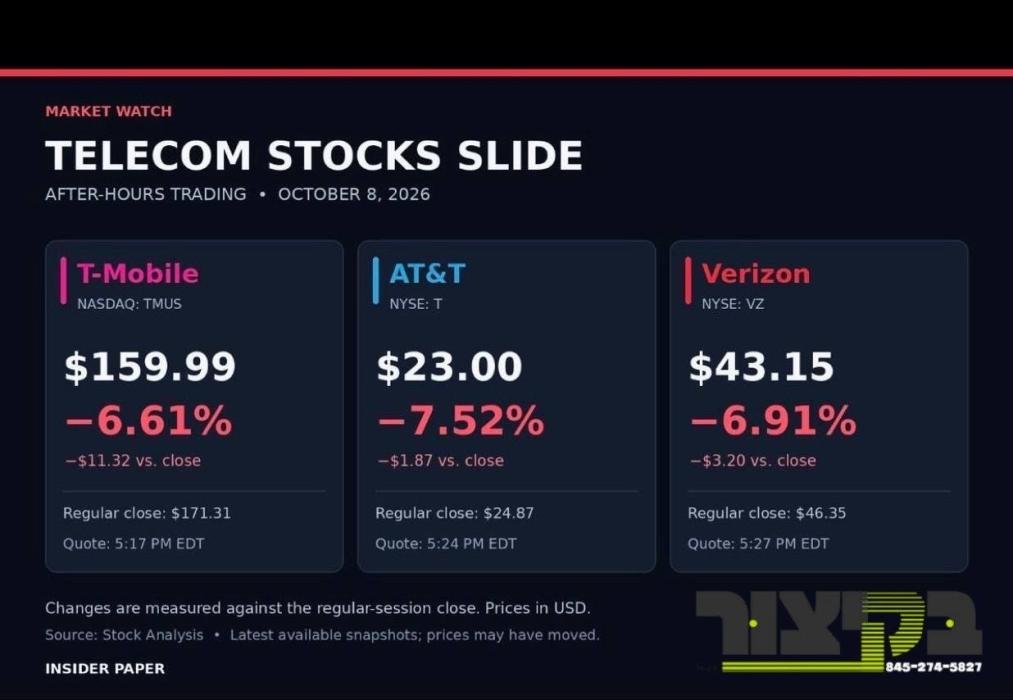 די סטאקס פון AT&T, ווערייזאן און טי-מאביל זענען שט