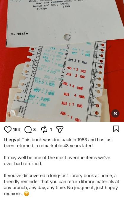 א לייברערי אין בריטיש קאלאמביע, קאנאדע מעלדט אז א 